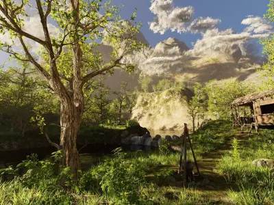 Forest Hut Scene 3D model