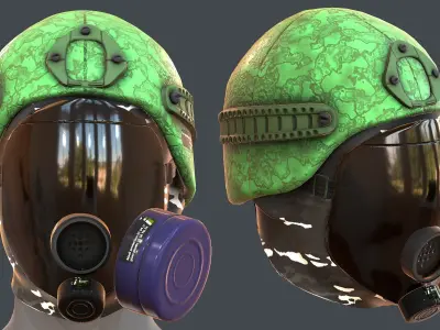 Gas mask helmet 3d model scifi Low-poly  Low-poly 3D model 244