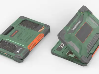  Vortex X9 Sci-Fi Tactical Laptop Opened Green 