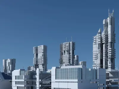 Futuristic Sci-Fi Skyscrapers 001 3D model