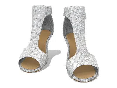 Open Toe T-Straps High Heel Shoes Low-poly 3D model