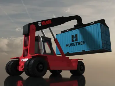Kalmar forklift truck with container Low-poly 3D model
