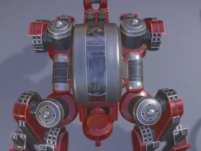 Terrain Walker Red Version Rigged and Animated Low-poly 3D model