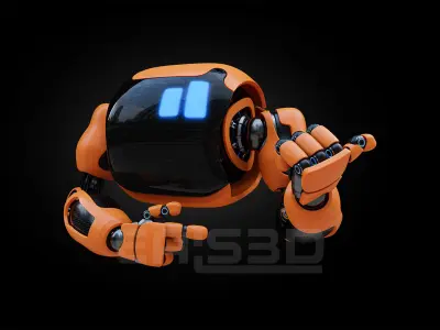 Cute Space Robot Rigged H-72 Solid Armor 3D model