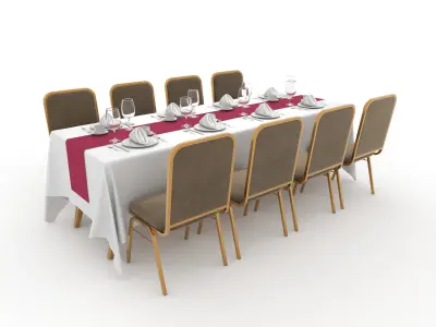 Collection Banquet Table and Chair 27 3D Model Pack