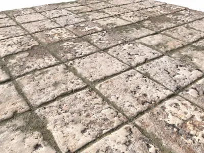 Old stone floor plates seamless PBR 4 3D model