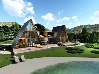 double A frame house Low-poly 3D model