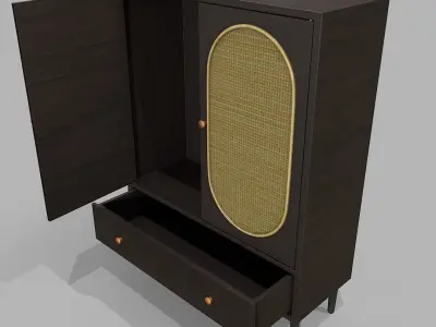Rattan Cabinet Pbr Low-poly 3D model