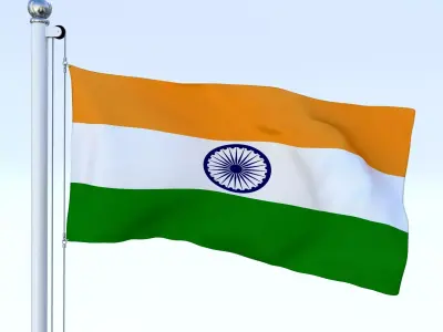 Animated India Flag Low-poly 3D model