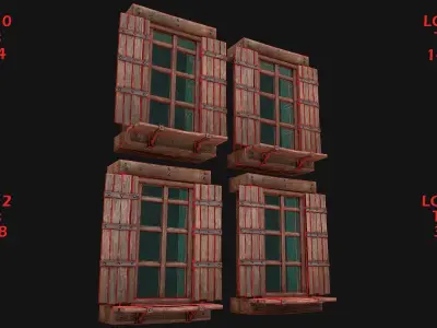 Medieval Windows Set Low-poly 3D model