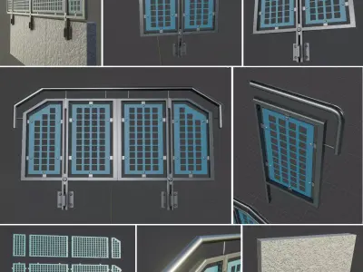 Modular Railing Set-3 Low-poly 3D model