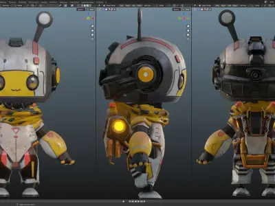 Cute Robot Low-poly 3D model get