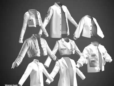 93 BASIC CLOTHES AND ACCESSORIES MODELS Low-poly 3D model