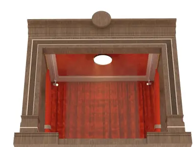 stage wooden with curtains 3D model