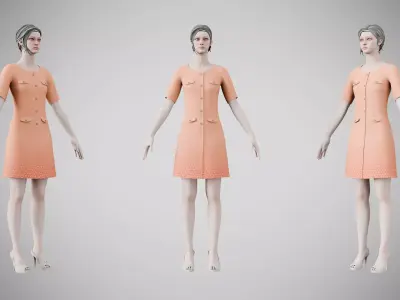 Dress 37 Light Salmon Low-poly 3D model