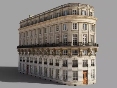 Neoclassic corner facade Low-poly 3D model