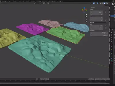 Rectangular  terrain wood plank brick printing Abstract pack 3D model