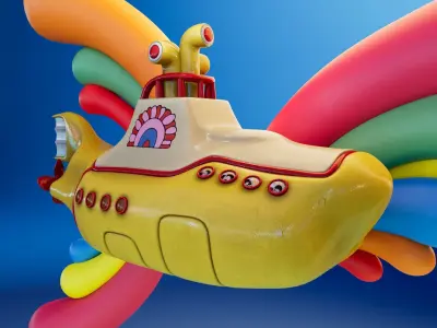 Yellow Submarine Low-poly 3D model