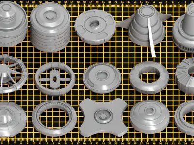 300 Details Hard Surface -Sci-Fi KITBASH  3D model