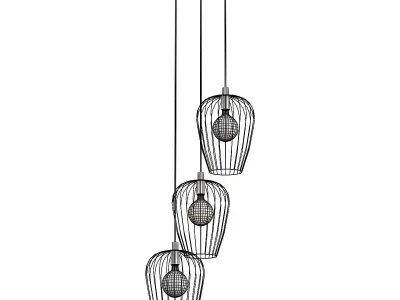 newtown three light cage pendant 3D model