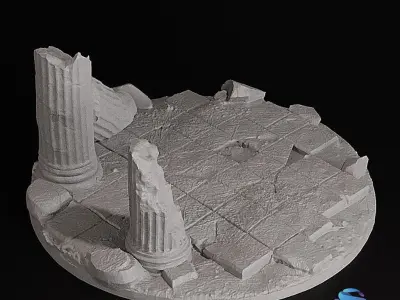 Ancient Ruins Base Set  25 -32 -40 -50mm Pre-supported for SLA 3D print model