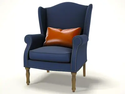 wingback chair fhouse 017 Low-poly 3D model