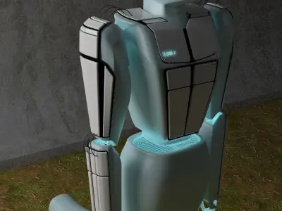 z-508-x futuristic robot in grass 3D model