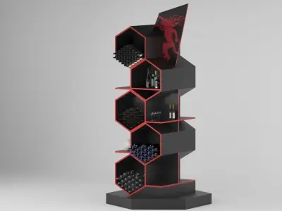 Floor Hexagon double sided Shelve Low-poly 3D model