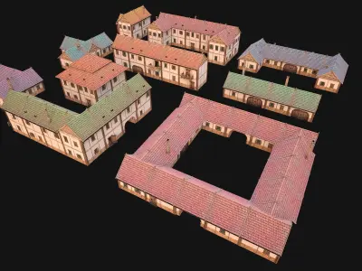 Medieval City Pack  10 Buildings  Low-poly 3D model