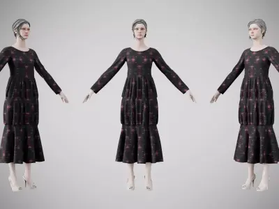 Dress 25 Light Burst Static Low-poly 3D model