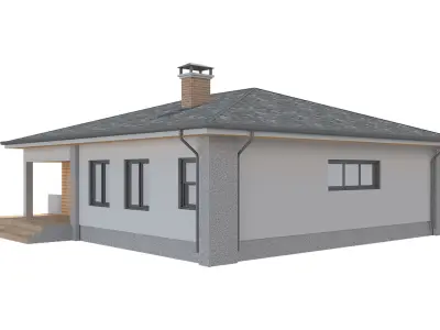 Cottage House with Unwrapped Low-poly 3D model