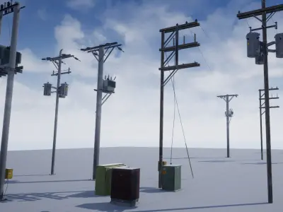 Utility Poles Low-poly 3D model