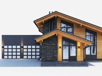 Modern swiss chalet 3D model