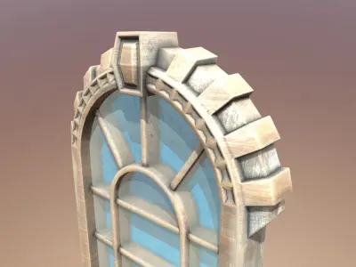 Wooden window with textures and UV map 3D model