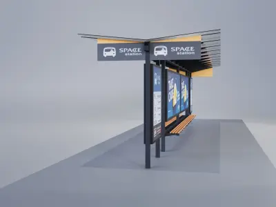 Bus station 3D model 3