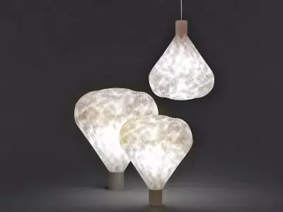 Vapeur three hanging lamps with shade 3D model