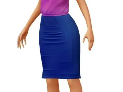 Young Woman - Smart Casual Clothes - Chic Street Style Outfit Low-poly 3D model