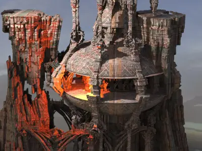 Dilwara Inspired cliff Temple 1  3D model