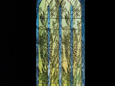 Stained glass windows with patterns of flowers Free 3D model