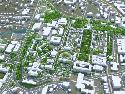 Charlottesville Virginia USA Low-poly 3D model