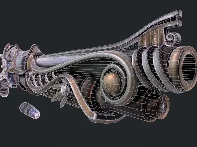 Fantasy Rifle 1 3D Model Low-poly 3D model