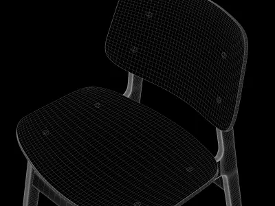Scandinavian Modern Wooden Chair - Nordic Oak Dining Seat 3D model