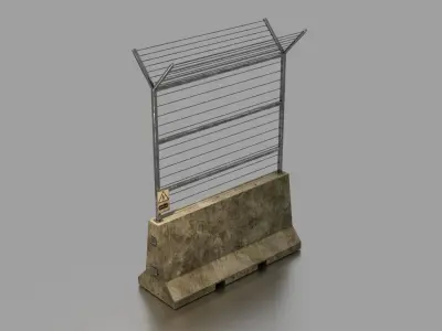 Concrete barrier  Low-poly 3D model