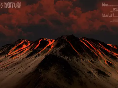 Volcano volcanoes in sky hd wallpaper Low-poly 3D model