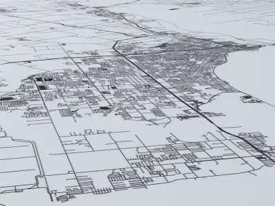Corpus Christi Road Network and Streets 3D model