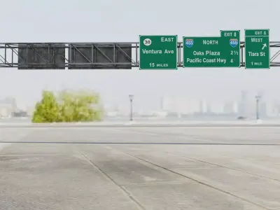 Two size FreeWay Highway OverHead Sign Structures Steel Bundle 3D model