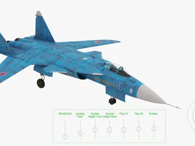  Sukhoi Su 47 Berkut Russian Supersonic Jet Fighter Rigged 