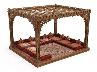 Traditional Arabic Majlis Seating Canopy 3D Model Low-poly 3D model