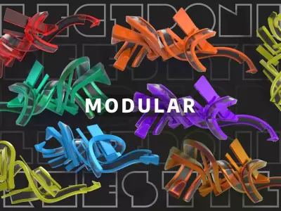 Modular 3D Graffiti Art Abstract Element Flow 3D model