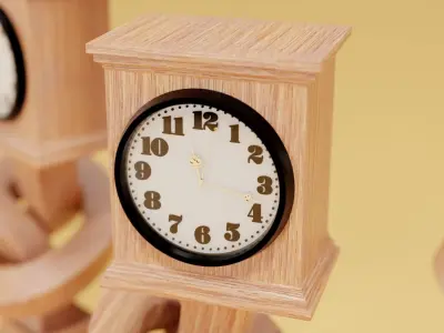 Wooden Clock - Vintage Clock - Game Ready Object 3D model